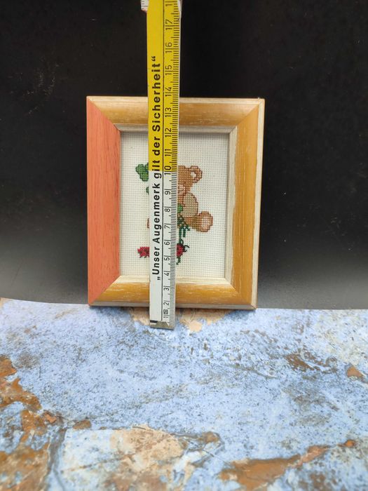 Obrazek Haft w drewnianej ramce za szkłem - Design - vintage 3087