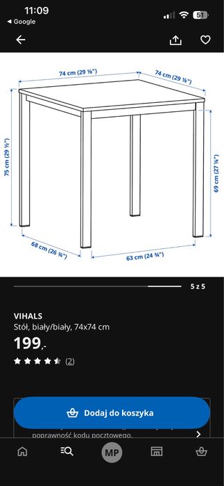 Stolik kawowy IKEA Linmnon/ melltrop/ Vihals  plus krzesla