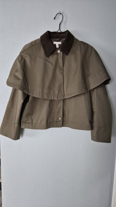 Kurtka z peleryna h&m viralowa xs 34 khaki Nowa kolekcja