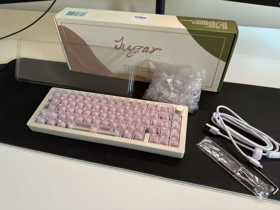 Teclado Mecânico Custom Sugar65 Alumínio RGB Hotswap LeleLab Crystal