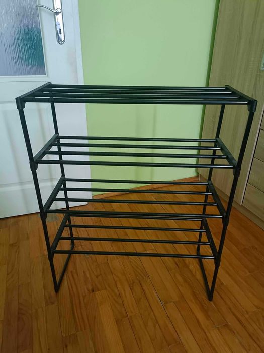 Metalowy, składany regał na buty