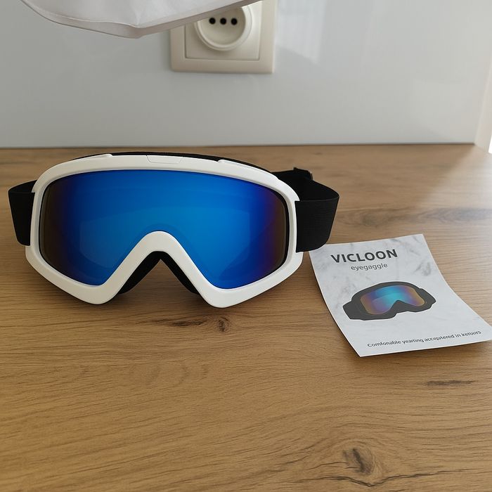 Gogle narciarskie google chrome okulary damskie męskie białe z niebies