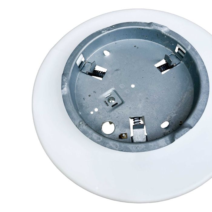 Biały plafon sferyczny HP Leuchten, Niemcy lata 70.