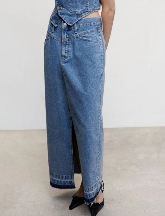 Джинсова спідниця міді максі Mango