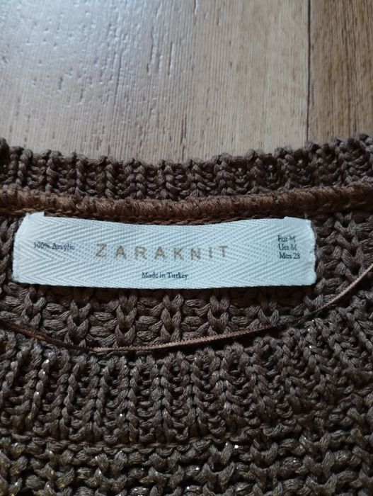 Zara Knit M sweter jesień narzutka wdzianko oversize jesień
