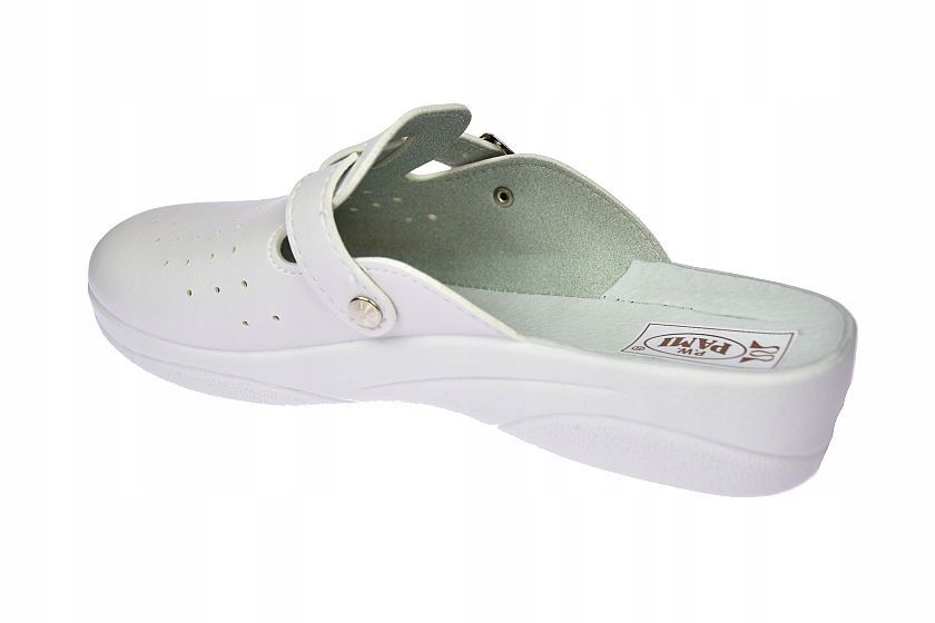 Klapki Medyczne Damskie Biale Skora Wkladka Polskie Pami Top-1S 37