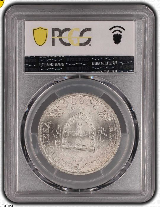 moeda de prata 20 escudos 1960 Infante D. Henrique PCGS MS64