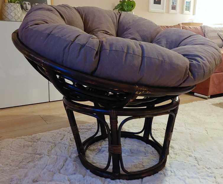 Fotel rattanowy z grubą poduszką – średnica 80 cm