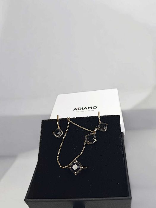 Złote kolczyki z czarnymi diamentami E93169 Y A BAG ADIAMO