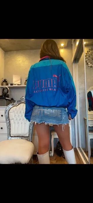 Kurtka puma vintage puma system niebieska różowa szybka 90’s kieszonka