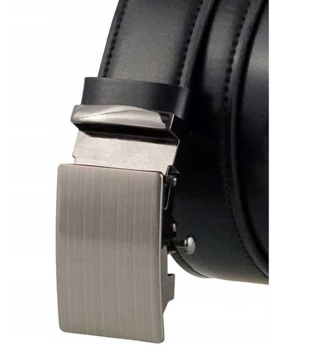 PASEK GARNITUROWY dla dzieci skórzany automat czarny