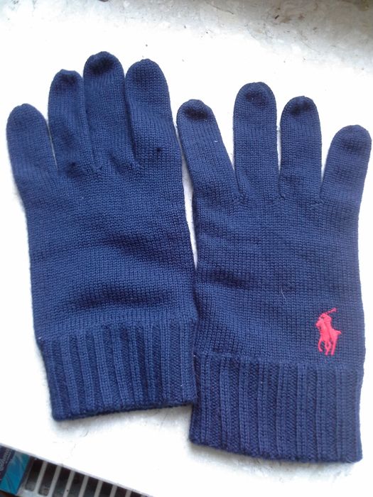 Rękawiczki wełniane Polo Ralph Lauren NIEBIESKIE merino