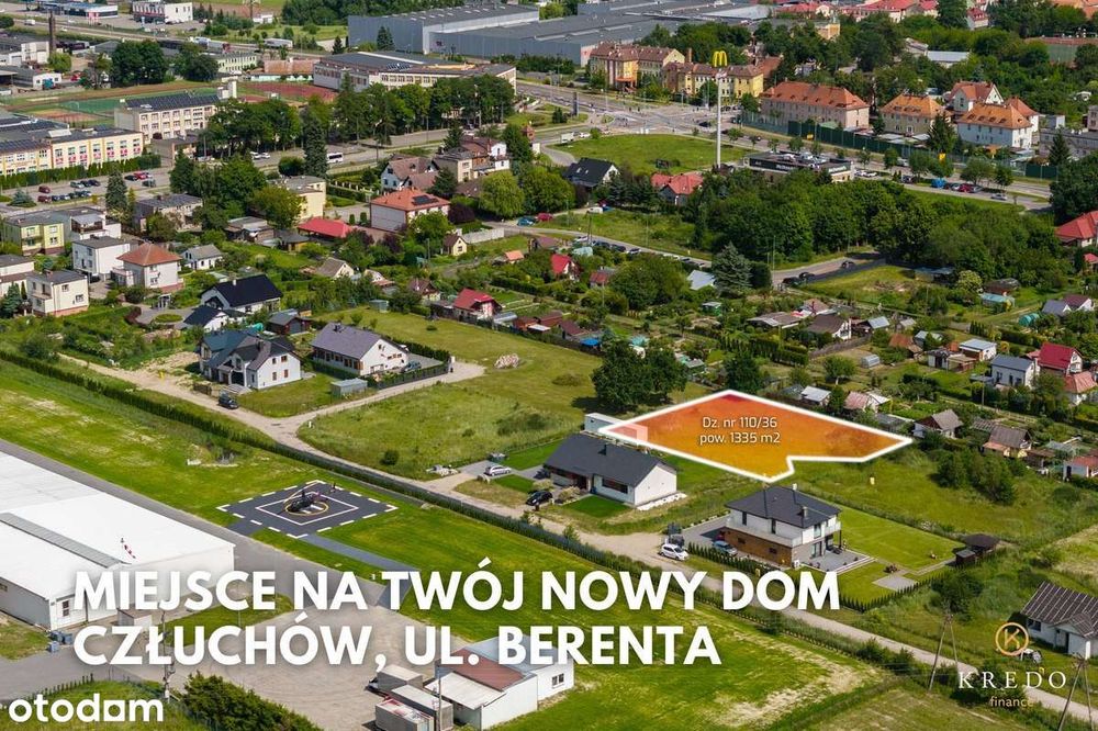 Działka budowlana 1335 m² – Człuchów, ul. Berenta | MPZP |