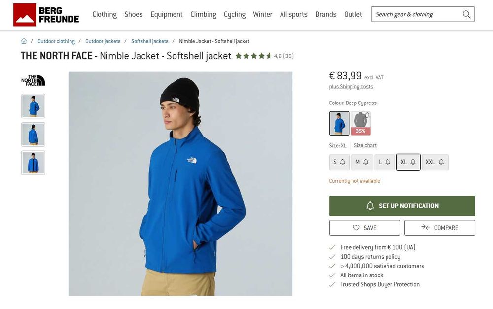 Чоловіча куртка софтшелл THE NORTH FACE NІМВLЕ MEN'S SOFTSHELL JACKET (розмір XL)