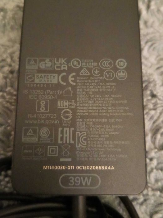 Carregador Surface 39W para Microsoft