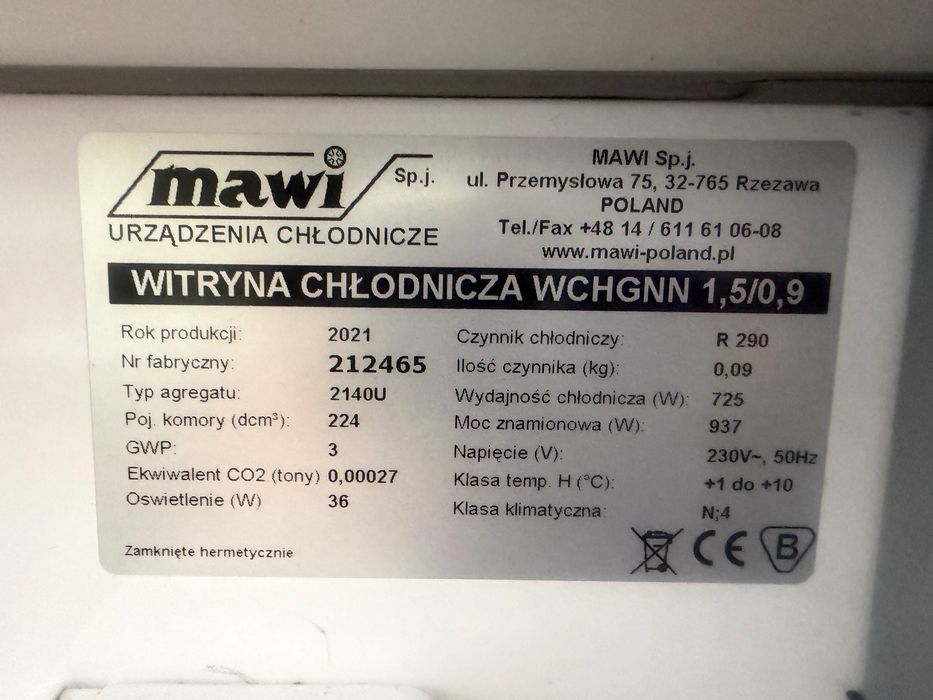 Lada chłodnicza Mawi 1,5 m 2021 rok