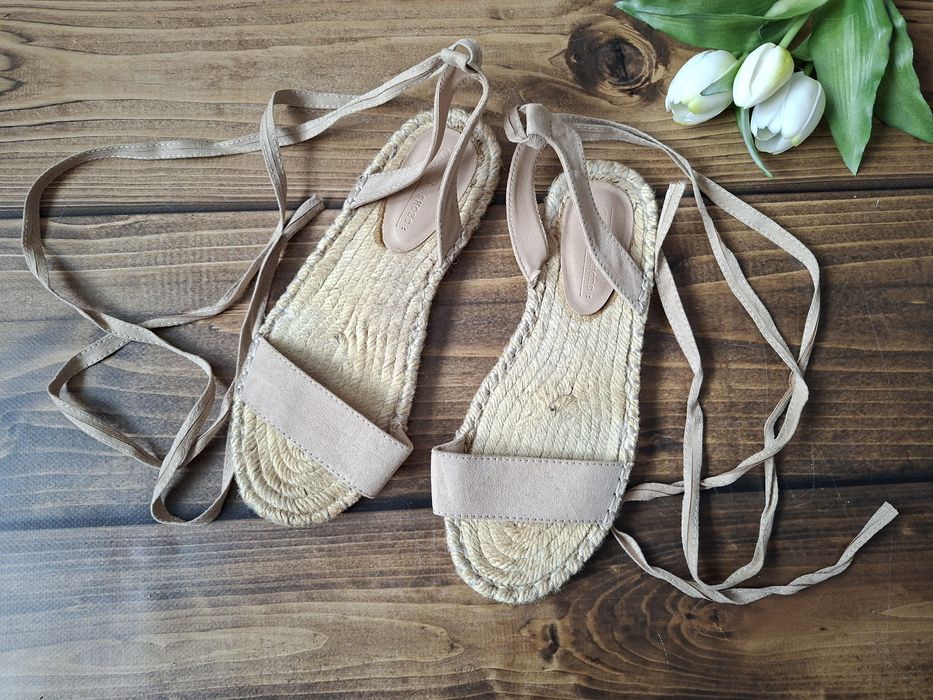 Sandały espadryle z wiązaniem boho lato - 39