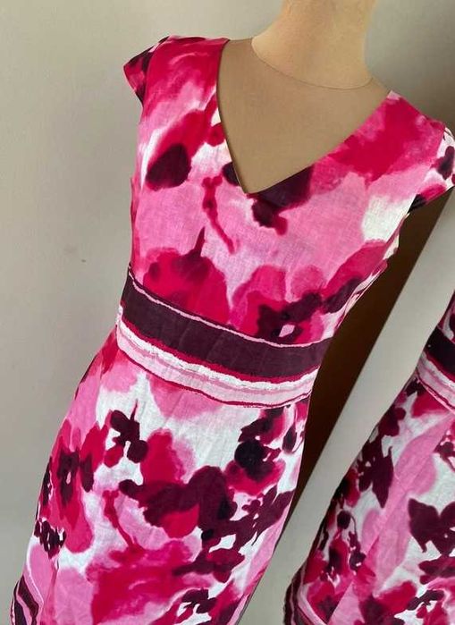 40 42 len linien roz neon wzory quiosque sukienka midi modna wzory