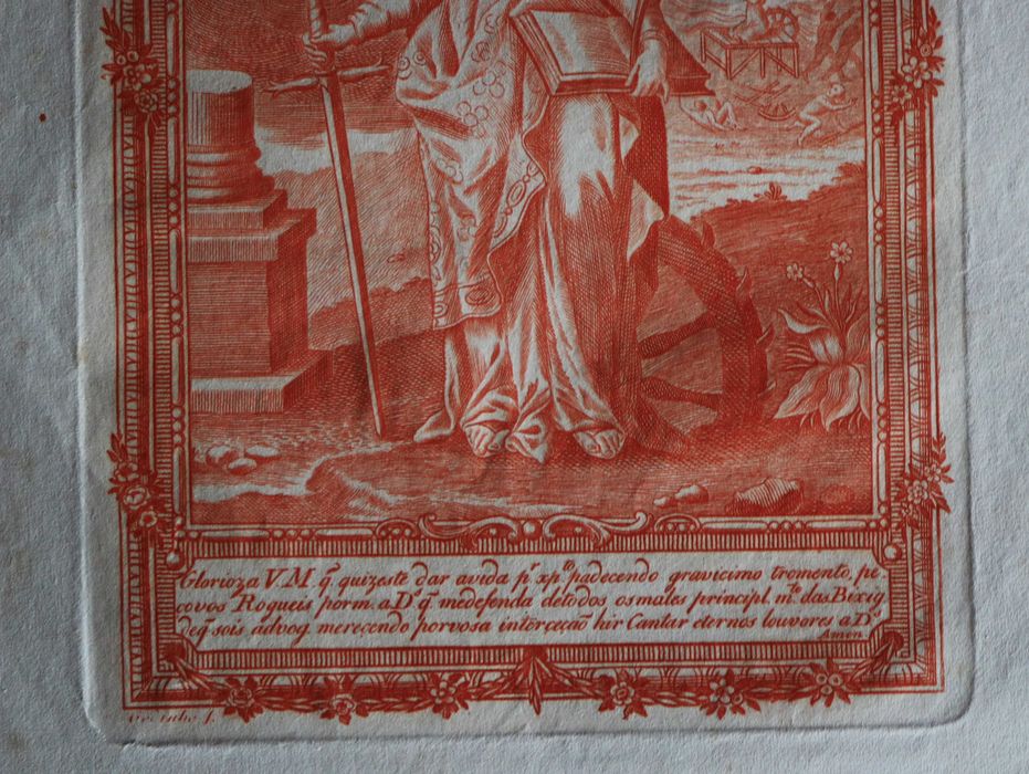 Santa Catarina na Igreja do Monte Sinai Lisboa gravura XVIII