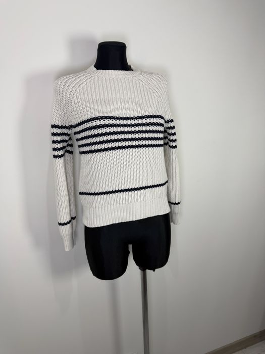 Autograph sweter damski marynarski gruby knit paski biało czarny oversize rozmiar M