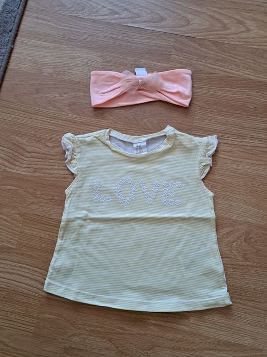 Bluzeczka H&M dla dziewczynki na lato r. 68 + opaska