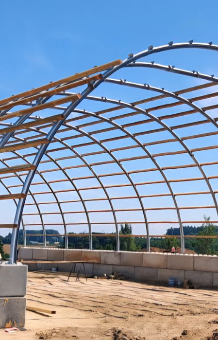 Konstrukcja hali łukowej 12m wzmocniona teownik 50x50x6 garaż magazyn