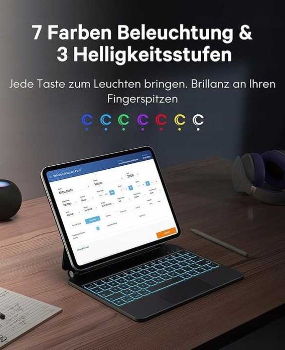 Earto Magic Keyboard do iPad Pro 11 M4 2024, 11 cali QWERTZ czarny