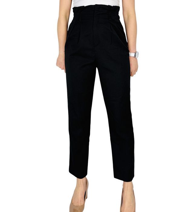 Czarne spodnie z wysokim stanem paperbag XS 34