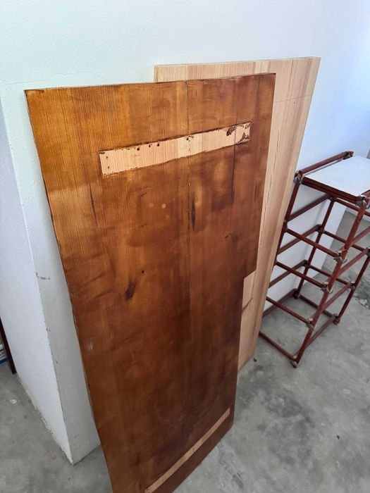 2 Tampos de Mesa em Pinho Maciço 170x70cm + 4 Pernas Metálicas