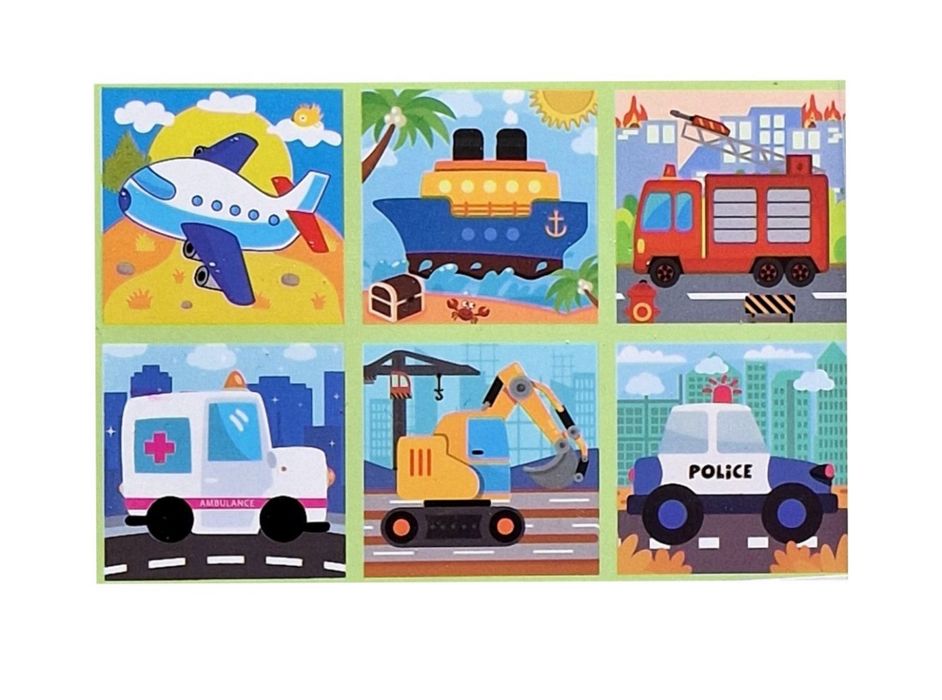 Klocki układanka drewniana pojazdy 6w1