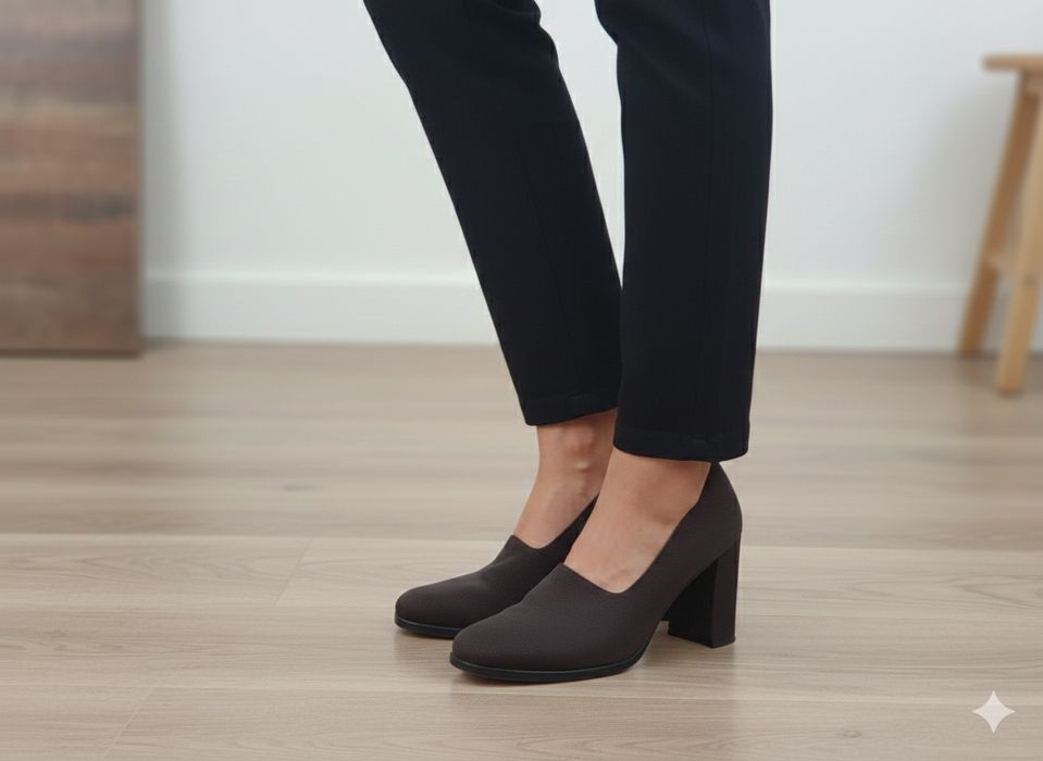 Sapatos castanhos em pele, elegantes - Tamanho 37