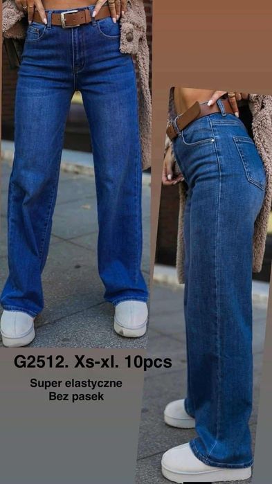 Dżinsy wide leg elastyczne XS-XL