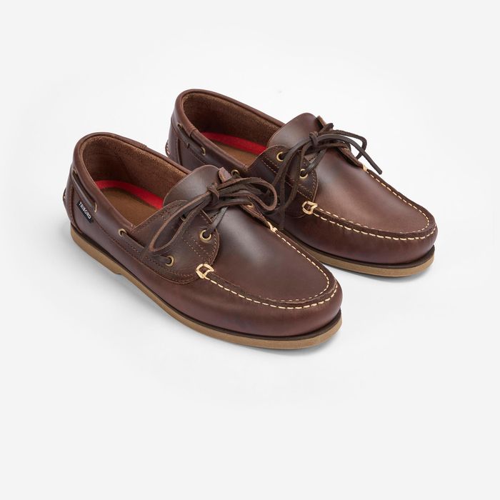 Sapatos de vela couro SAILING 500 Castanho