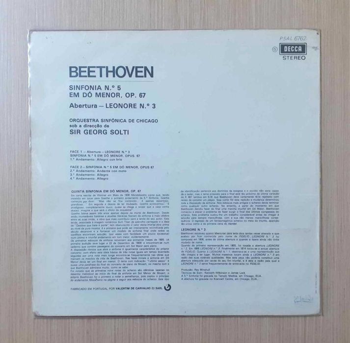 Beethoven Symphony Nº 5 & Overture "Leonore" Nº 3 (Vinil)
