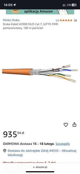 Kabel Draka  UC900 SS27 Cat 7, S/FTP, Patch 4p,  100m