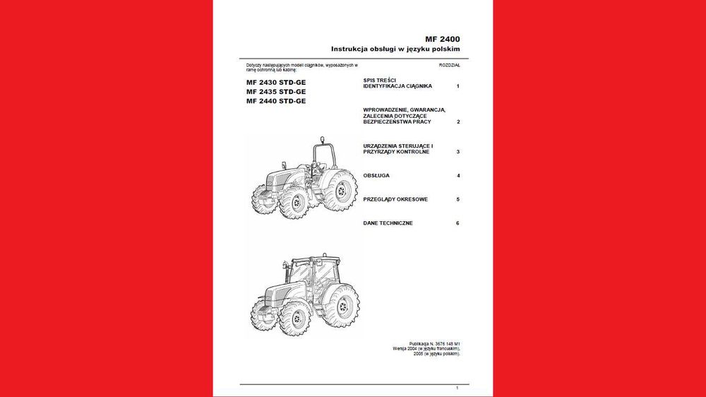 Massey Ferguson 2430, 2435, 2440 instrukcja obsługi po Polsku