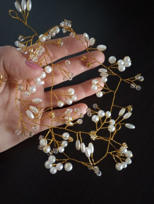 Złota ozdoba do fryzury ślubnej, dla Pani młodej