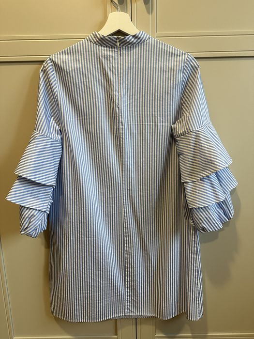 Sukienka mini Zara M paski niebieskie