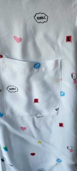 Sinsay Biała dziewczęca koszula print Bubble Cute Baby XS / 34