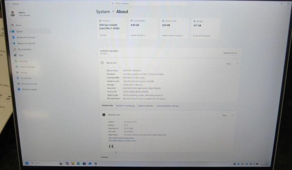 DELL XPS 13 9315  Intel i7-1250U  8GB RAM  512GB SSD Win11