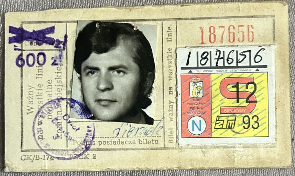 Bilet miesięczny MZK Warszawa 1993 rok III RP