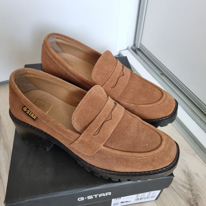 G-Star Raw  skórzane zamsz Janelle -01 Brązowy