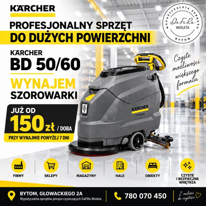 Wynajem Szorowarka Karcher BD 50/60  wypożyczalnia Kärcher  BD 43/35 Bytom