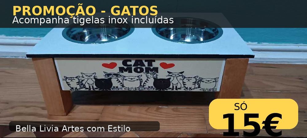Comedouros em madeira para cães e gatos