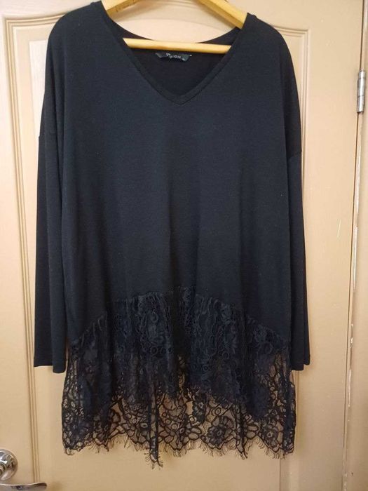 Чёрный трикотажный джемпер, XXXL