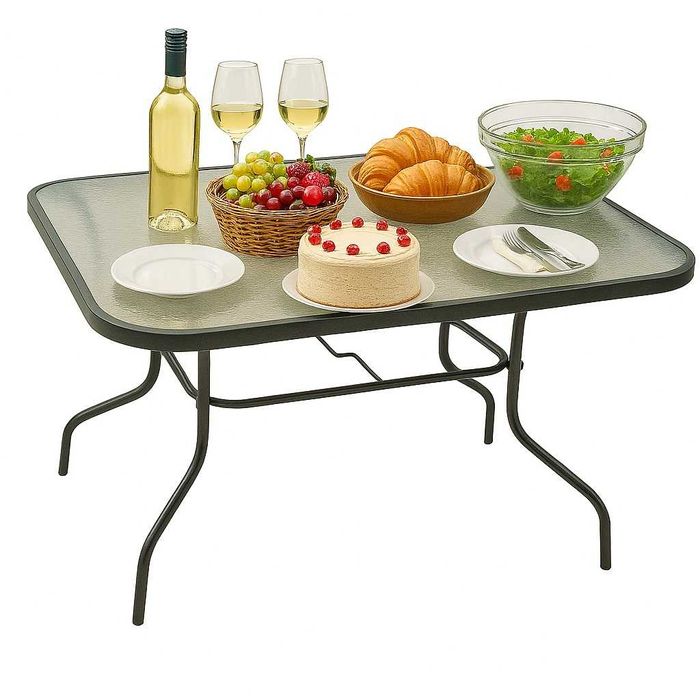 STÓŁ ogrodowy 120x70CM szklany duży solidny TARAS OGRÓD BALKON CZARNY