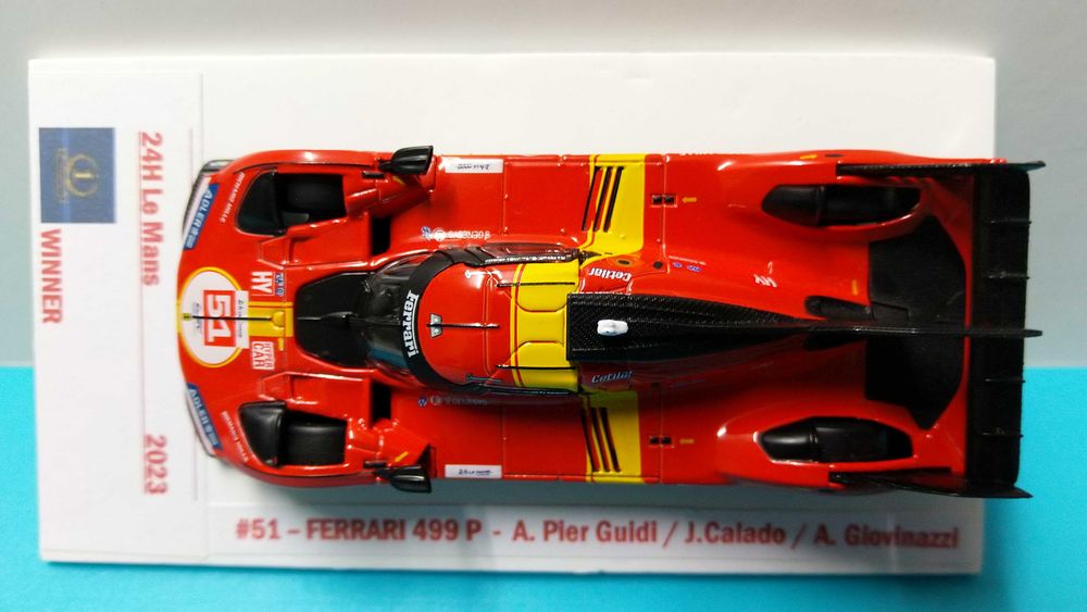 Ferrari 499P HyperCar #51 - Winner 24h Le Mans 2023: Miniatura Bburago  escala 1/43