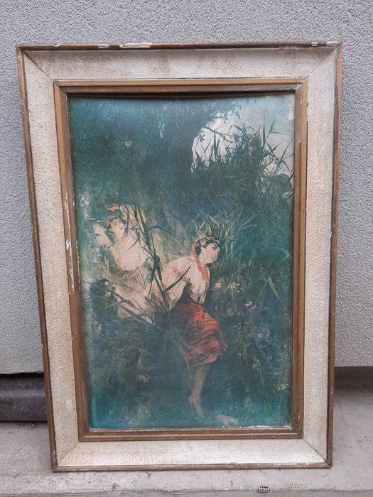 Obraz  malowidło Rusałki Witold Pruszkowski (1846-1896) unikat zabytek