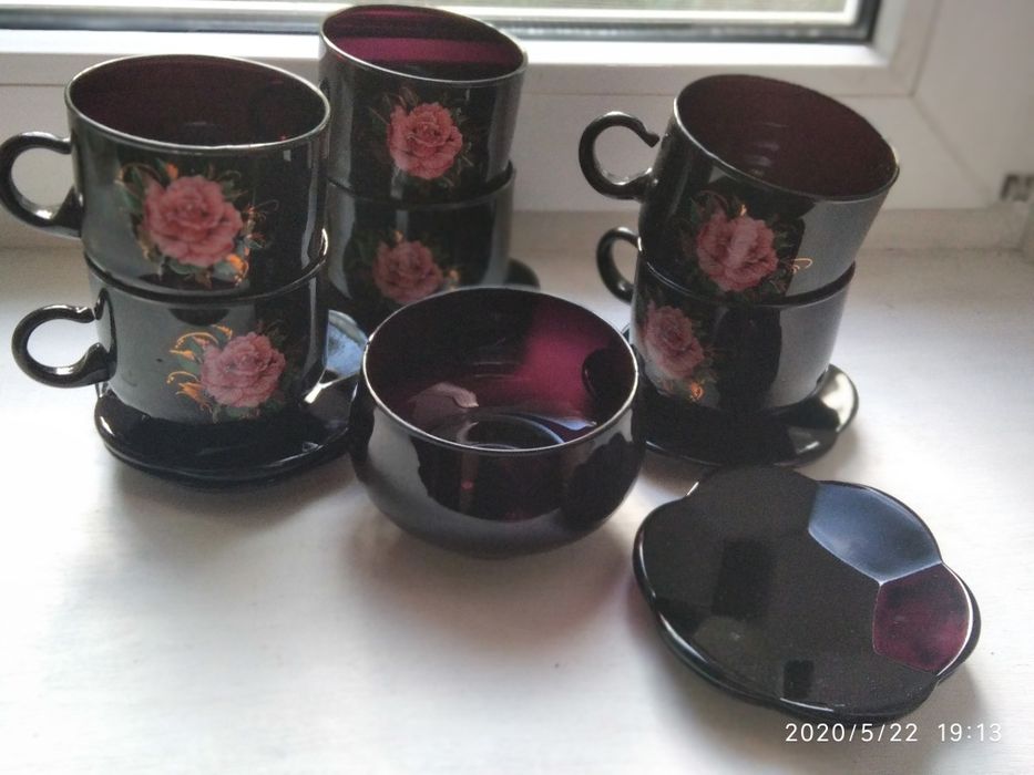 Чайный Набор, 6 чашек с блюдцами и пиала