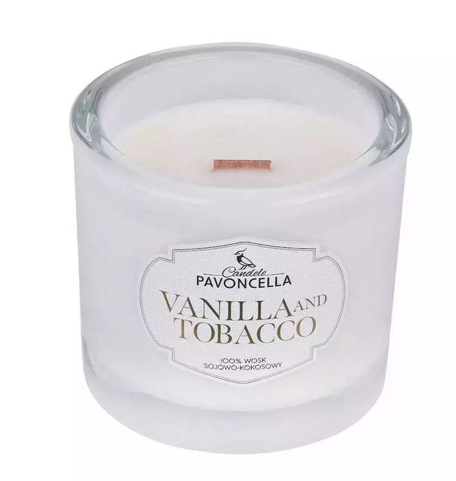 Świeczka Sojowa Vanilla And Tabacco Biała 170G. Pavoncella. Nowy Produkt